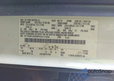 2015 Ford Transit-250 from USA, damaged, VIN 1FTNR1ZM5FKA11354